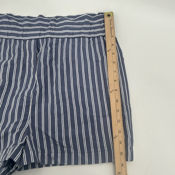 TIBI Paperbag Shorts Womens Size Small Striped Blue White 4-Pocket Pull On RTR - Picture 9 of 12